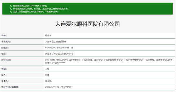 大连爱尔眼科医院医生水平:近视矫正医生实力