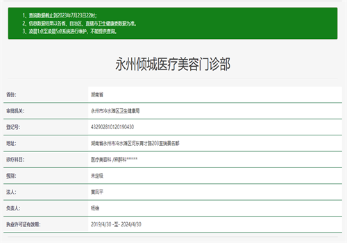 湖南永州倾城医疗美容门诊部医生团队实力强大及骨干医生简介